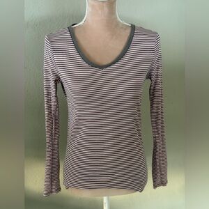 Merona Black and White Striped Long Sleeve Tee